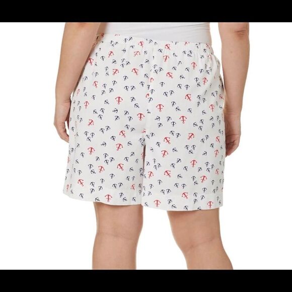 CORAL BAY Anchor Print Twill Drawstring Shorts - Picture 2 of 4